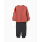 Chándal perchado con estampado para niño, terracota/gris oscuro-Zippy