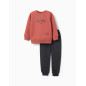 Chándal perchado con estampado para niño, terracota/gris oscuro-Zippy