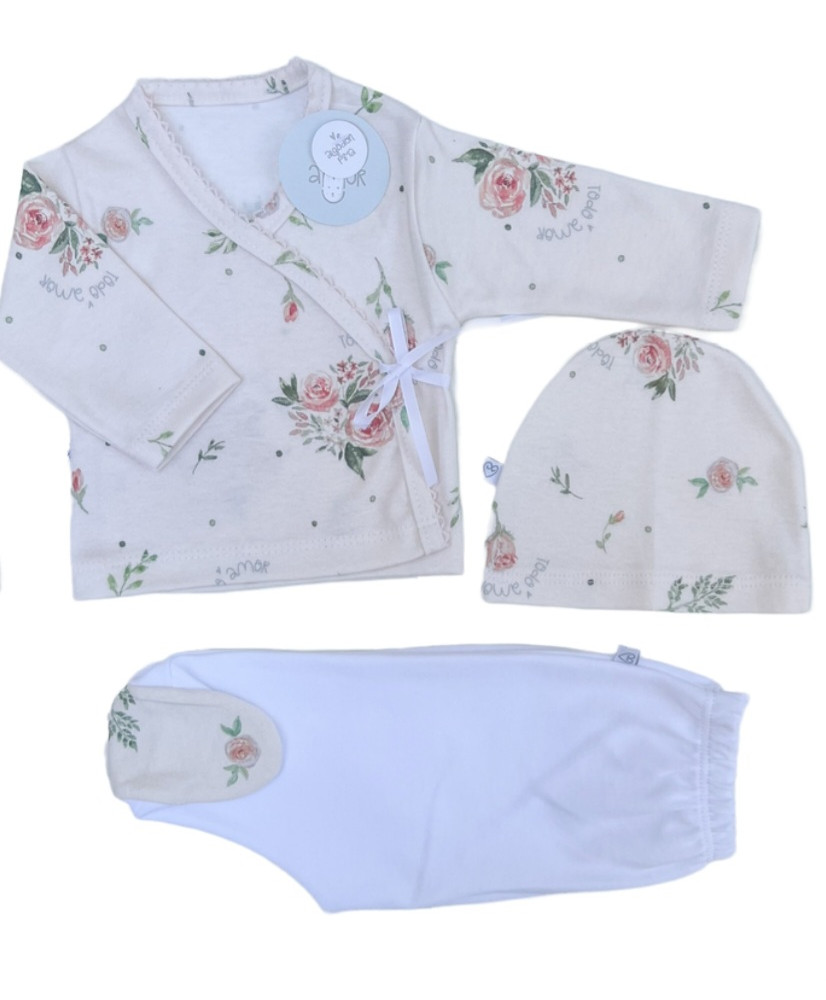 Conjunto 3 Piezas Bebé Recién Nacido Estampa Felicia-Todo Amor Baby