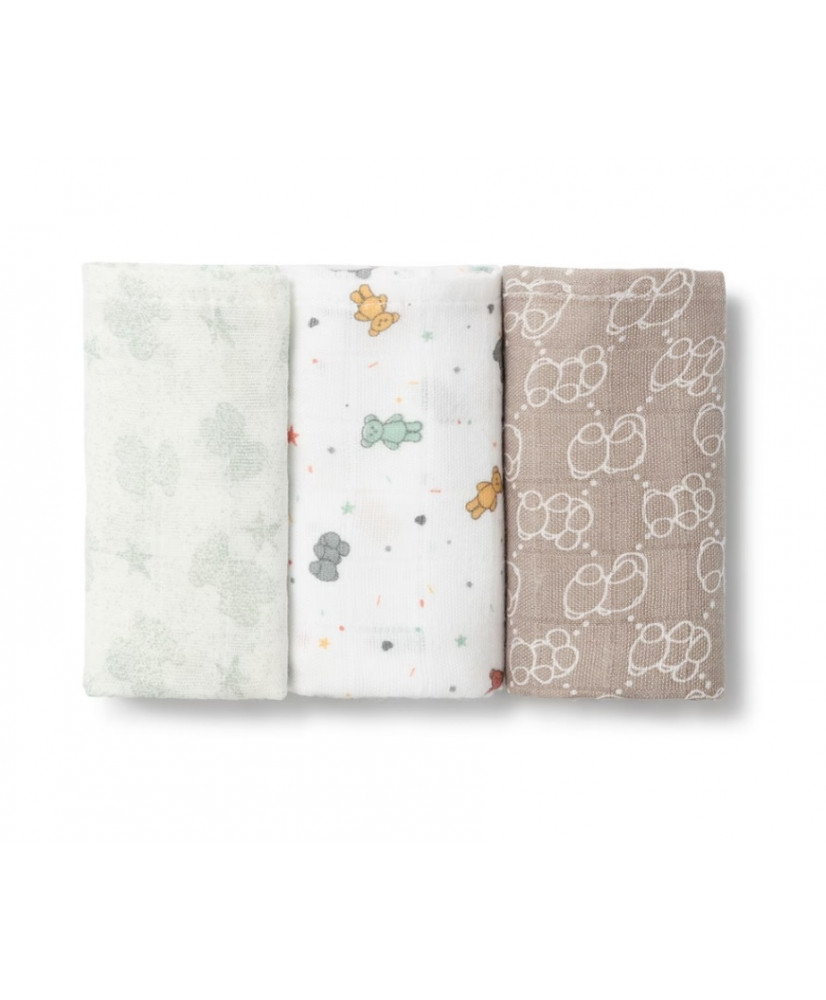 Pack de 3 Mini Gasas Mmuse Beig-Baby Tous Pack de 3 Mini Gasas Mmuse Beig-Baby Tous