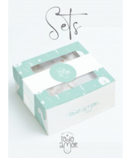 Conjunto 3 piezas Recién Nacido Estampa Amore Aqua-Todo Amor Aqua