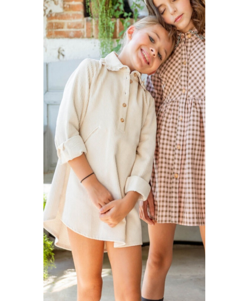 Vestido Camisero Pana Taupe-Manuela Montero