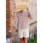 Conjunto Camisa Dani Vichy+Pantalón Rodrigo Pana Marfil Taupe-Manuela Montero