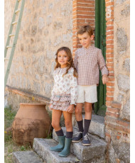 Conjunto Camisa Dani Vichy+Pantalón Rodrigo Pana Marfil Taupe-Manuela Montero