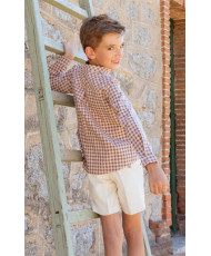 Conjunto Camisa Dani Vichy+Pantalón Rodrigo Pana Marfil Taupe-Manuela Montero