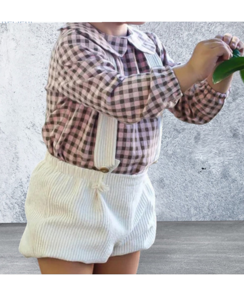 Conjunto Camisa Bebé Vichy+Bombacho Tirantes-Manuela Montero Conjunto Camisa Bebé Vichy+Bombacho Tirantes-Manuela Montero