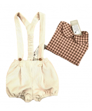 Conjunto Camisa Bebé Vichy+Bombacho Tirantes-Manuela Montero