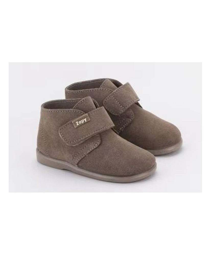 Botas Piel Serraje Niño Taupe-Zapy