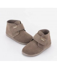 Botas Piel Serraje Niño Taupe-Zapy