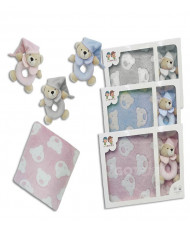 Set Manta Infantil +Sonajero Gris -Gamberrito's