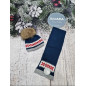 Conjunto Gorro Pompon Pelo Natural y Bufanda con Cenefa Estrella-Juliana