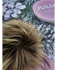 Conjunto Gorro Pompón Pelo Natural y Bufanda Canale Maquillaje-Juliana