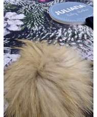 Conjunto Gorro Pompón  Pelo Natural y Bufanda Canalé Marino-Juliana