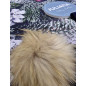 Conjunto Gorro Pompón  Pelo Natural y Bufanda Canalé Marino-Juliana