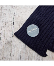 Conjunto Gorro Pompón  Pelo Natural y Bufanda Canalé Marino-Juliana