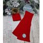 Conjunto Gorro Pompón Pelo Natural y Bufanda Canale Rojo-Juliana
