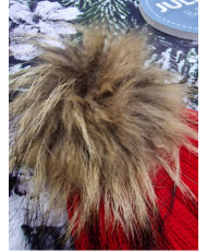 Conjunto Gorro Pompón Pelo Natural y Bufanda Canale Rojo-Juliana