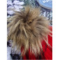 Conjunto Gorro Pompón Pelo Natural y Bufanda Canale Rojo-Juliana