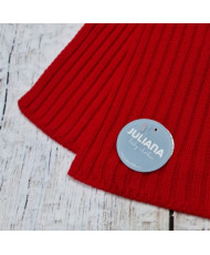 Conjunto Gorro Pompón Pelo Natural y Bufanda Canale Rojo-Juliana