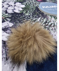 Conjunto Gorro Pompon Pelo Natural y Bufanda con Cenefa Estrella-Juliana