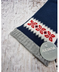 Conjunto Gorro Pompon Pelo Natural y Bufanda con Cenefa Estrella-Juliana