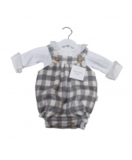 Conjunto Peto Bombacho Arles Gris y Body Blonda Blanco-Protea Baby