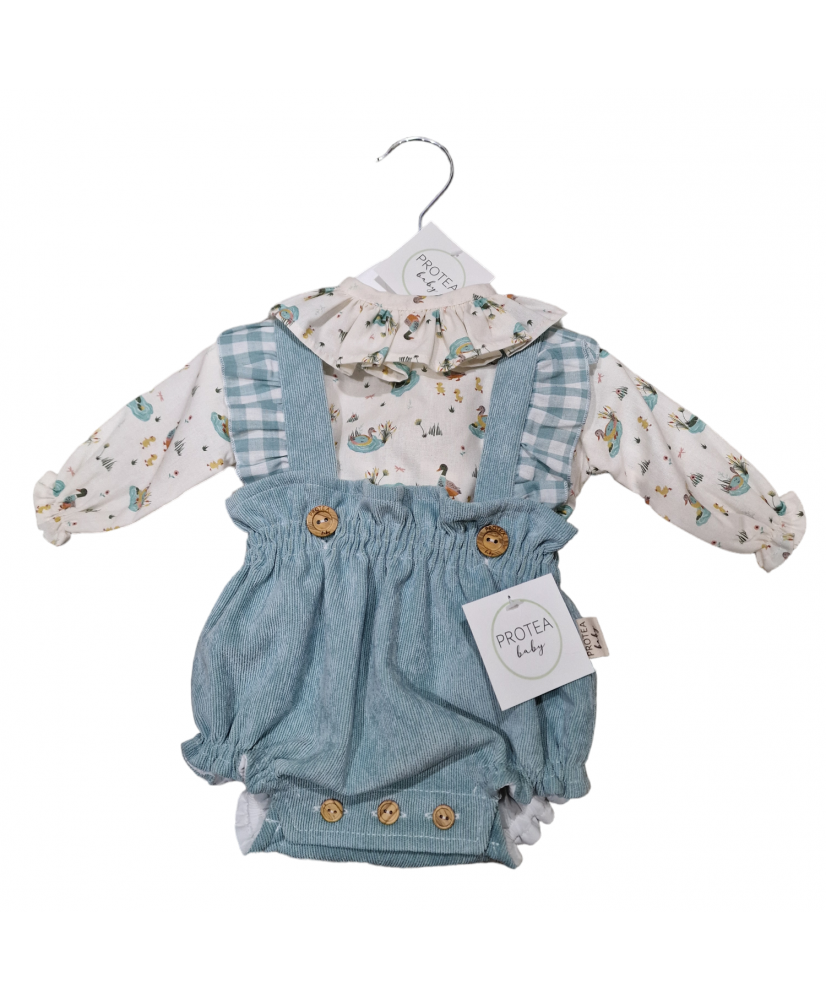 Conjunto peto micropana y camisa patos bebé niña-Protea Baby
