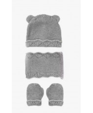 Conjunto Gorro, Bufanda y Manoplas Gris-Mac Been