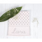 Mantita Topos Fondo Rosa Bebé/Topos Gris(Personalizada)-Pangasa Mantita Topos Fondo Rosa Bebé/Topos Gris(Personalizada)-Pangasa