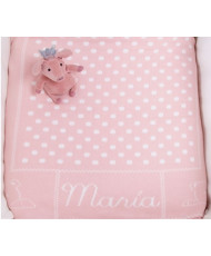 Mantita Topos - Fondo Rosa Empolvado / Topos Marfil(Personalizada)-Pangasa
