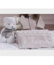 Mantita Topitos-Fondo Camel/Topos Marfil(Personalizadas)-Pangasa