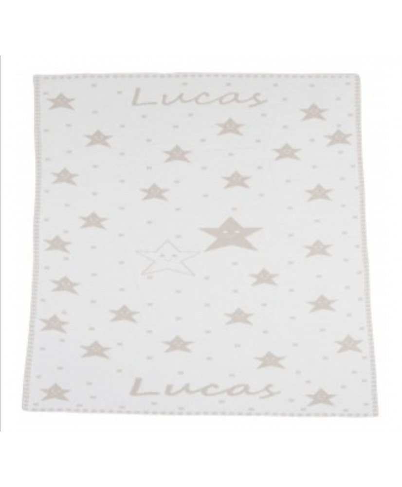 Mantita Estrellas - Fondo Marfil / Estrellas Camel(Personalizada)-Pangasa Mantita Estrellas - Fondo Marfil / Estrellas Camel(Personalizada)-Pangasa