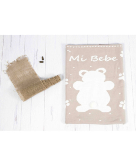 Mantita Huellas - Fondo Camel / Huellas Blanco(Personalizada)-Pangasa