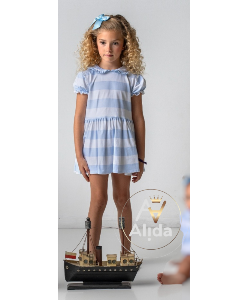 Vestido Punto"Familia Rayas Celeste"- CMP Tex