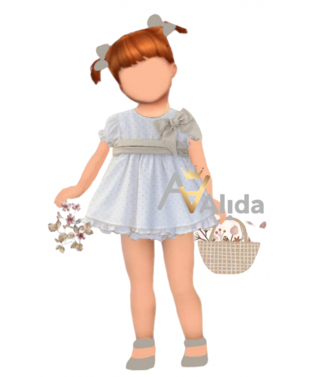 Vestido Elisabet Plumeti Arena+Culote-Valentina