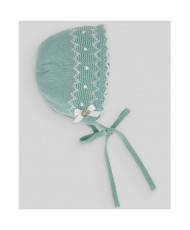 Conjunto Jubón, Polaina y Capota Verde Agua/Crudo"Iris"-Paz Rodríguez