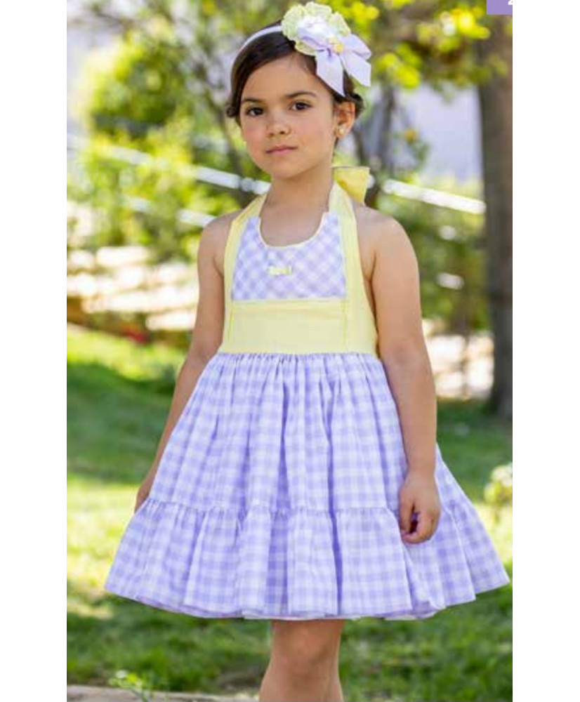 Vestido vuelo lila-amarillo-Abuela Tata