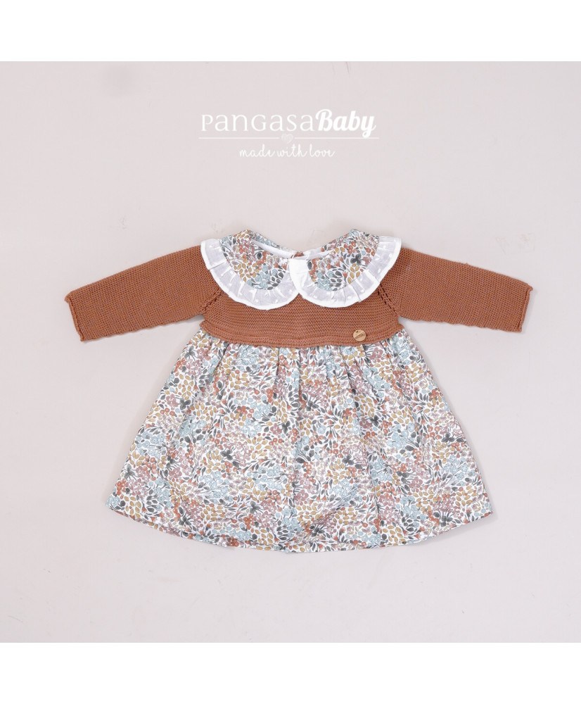 Vestido Hojas Teja +Braga-Pangasa Baby