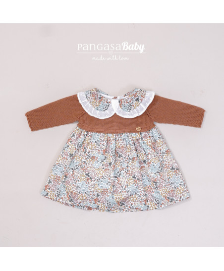 Vestido Hojas Teja +Braga-Pangasa Baby