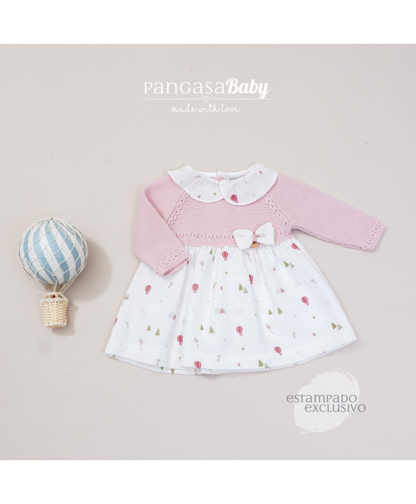 Vestido Globos Rosa Empolvado+ Braga-Pqngasa Baby