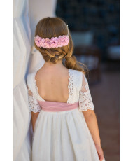 Vestido Niña Tul Blanco Espalda-La Ormiga