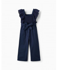 Mono Con Volantes Y Bordado Inglés Para Niña, Azul Oscuro-Zippy