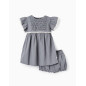 Vestido De Algodón Con Encaje + Cubrepañales Para Bebé Niña 'B&S', Azul-Zippy