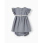 Vestido De Algodón Con Encaje + Cubrepañales Para Bebé Niña 'B&S', Azul-Zippy