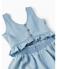 Mono En Denim Ligero De Algodón Para Niña, Azul Claro-Zippy