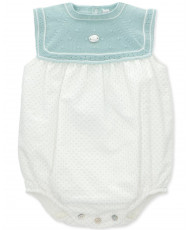 Ranita de bebé niño de punto combinado con microestampado de lunares en verde-Martín Aranda