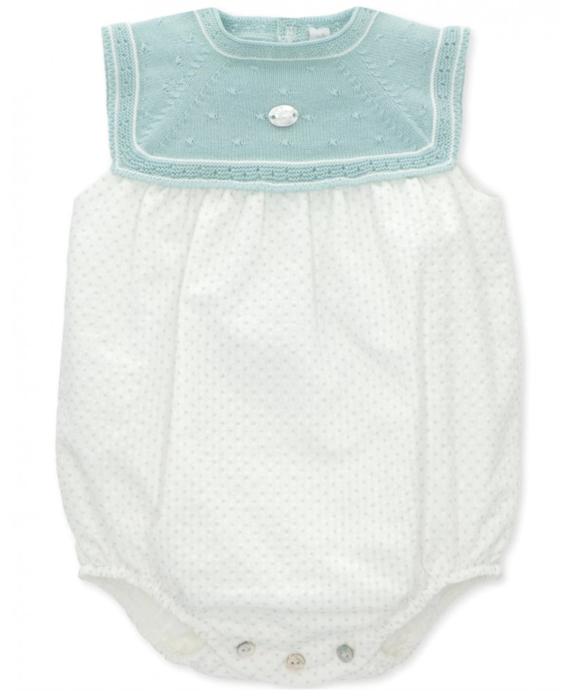 Ranita de bebé niño de punto combinado con microestampado de lunares en verde-Martín Aranda