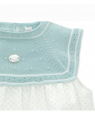 Ranita de bebé niño de punto combinado con microestampado de lunares en verde-Martín Aranda