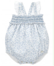 Ranita de bebé niña de algodón con microestampado de flores en azul oceano-Martín Aranda