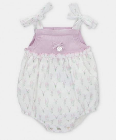Ranita de bebé niña de punto combinado con plumeti y microestampado de fantasía en lavanda-Martín Aranda